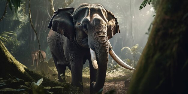 Majestade da Selva Belo Elefante Fotografia da Vida Selvagem Generativa AI