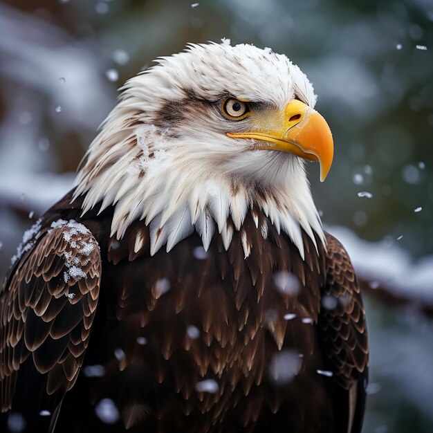 Foto majestade de inverno fotografia focada de uma águia majestosa