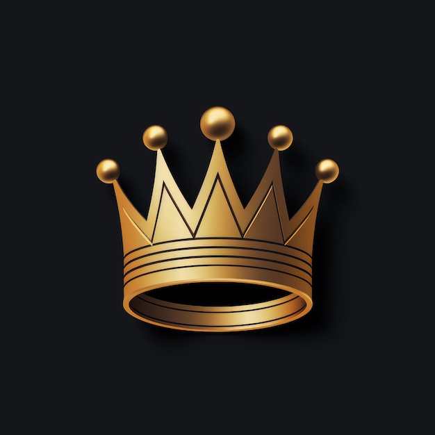 Foto majestade dourada um emblema de coroa minimalista em uma tela preta