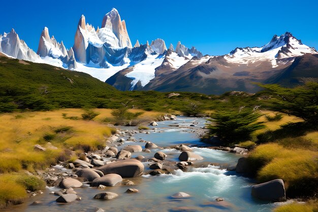 Foto majestade no parque natural com o monte fitz roy