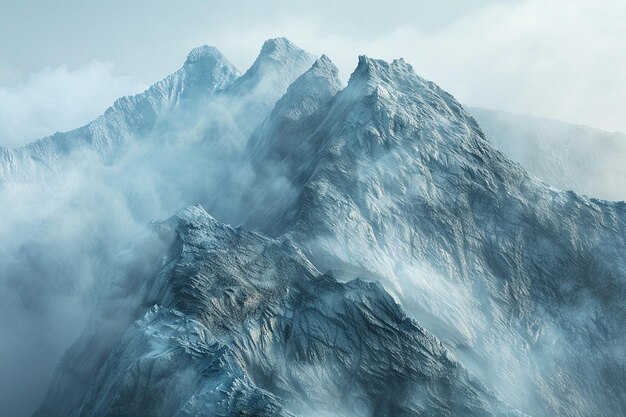 Majestätische Berge, die in Nebel gehüllt sind