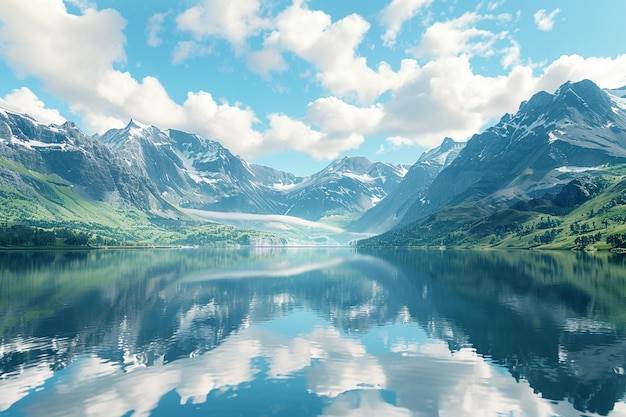 Majestätische Berge spiegeln sich in einem kristallklaren See wider