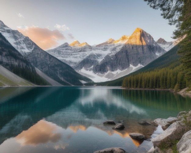 majestätische Berge und ein ruhiger See