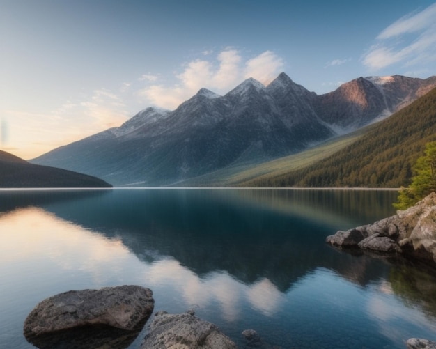 majestätische Berge und ein ruhiger See