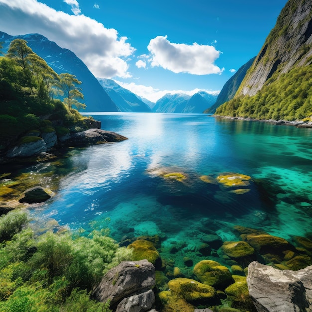 Majestätische Fjordlandschaft mit klarem, blauem Wasser