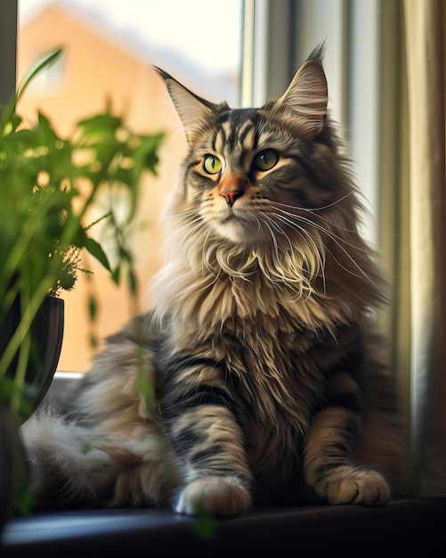 Majestätische Maine-Coon-Katze