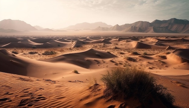 Majestätische Sanddünen kräuseln sich im trockenen Afrika, erzeugt von KI