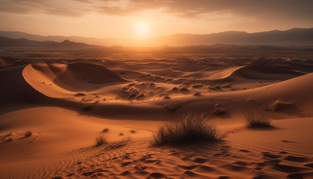 Majestätische Sanddünen kräuseln sich im trockenen Afrika, erzeugt von KI