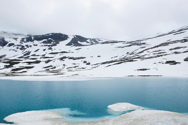 Majestätische schöne Landschaft Gletschersee und Eisschneeberg blau weiß