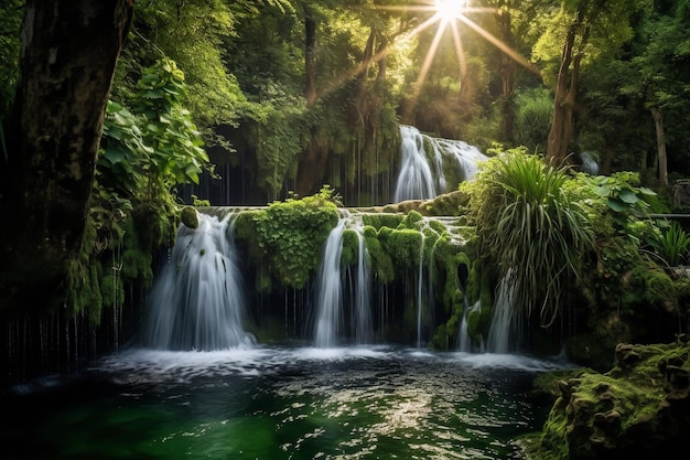 Majestätische Wasserfälle, die die kraftvolle Schönheit der Natur in Bewegung einfangenxA