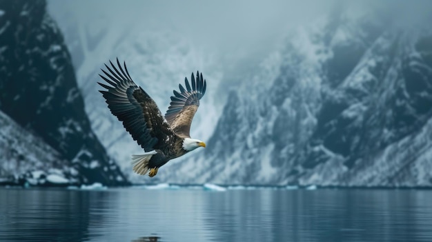 majestätischer Adler ein fesselndes Schaufenster der Natur, ein Vogel, der majestätisch sitzt und den Geist der Freiheit und der ungezähmten Wildnis verkörpert, eine atemberaubende visuelle Ode an die Anmut und Macht der Vögel