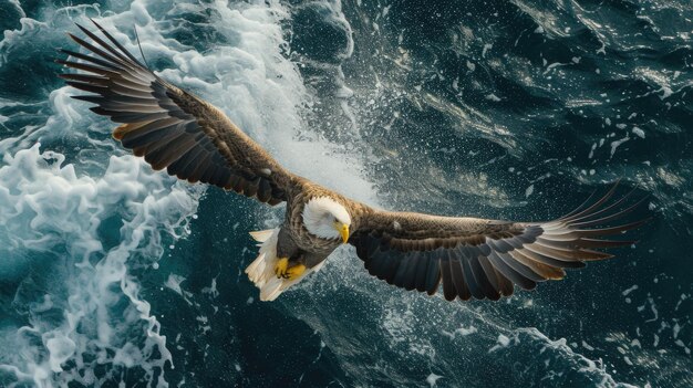 Majestätischer Adler ein fesselndes Schaufenster der Natur, ein Vogel, der majestätisch und verkörpernd auf dem Boden sitzt