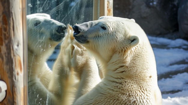 Majestätischer Eisbär, der in den Spiegel schaut Generative Ai