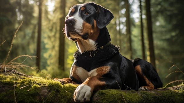 Majestätischer Großer Schweizer Sennenhund in natürlicher Umgebung