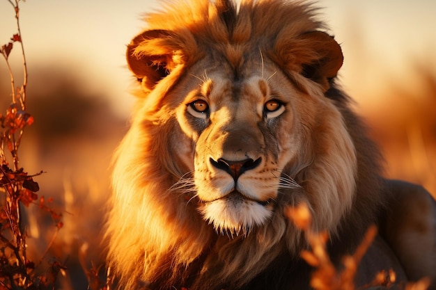 Majestätischer Löwe mit Mähne in Etosha, Namibia. Generative KI