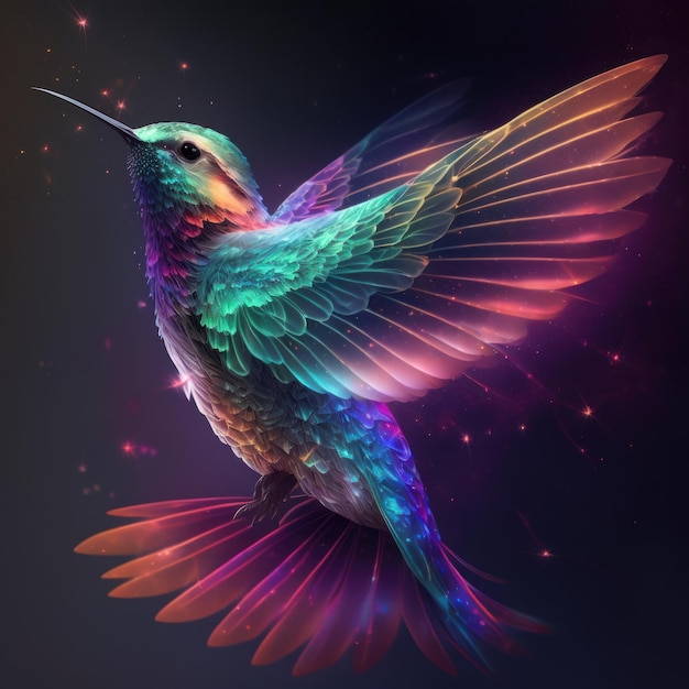 Majestätischer Regenbogenvogel, der durch Raum ansteigt