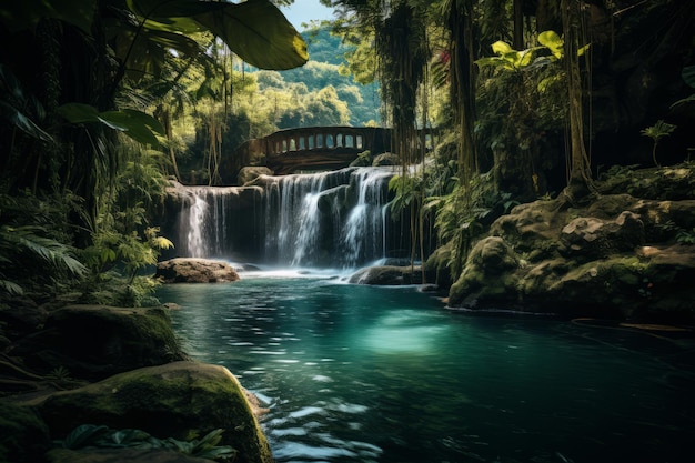 Majestätischer Wasserfall, umgeben von üppiger Vegetation