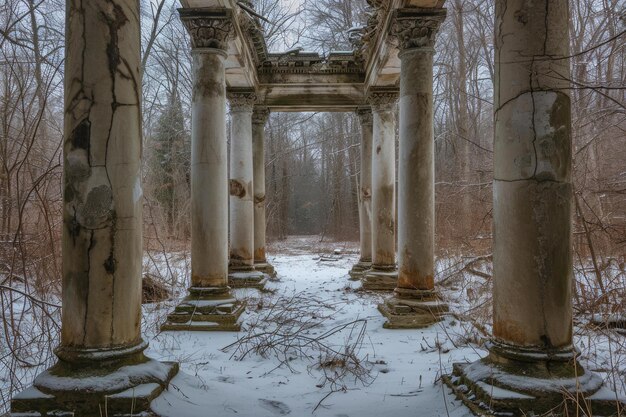 Majestic Antique Säulen Wald generieren Ai