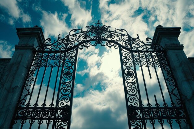 Majestic Arched Gate surrealer Himmel Erzeugen Sie Ai