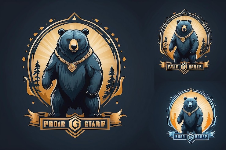 Foto majestic bear logo template proteção e tutela