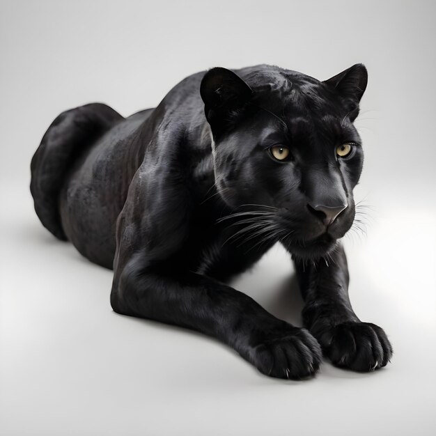 Majestic Black Panther sentado graciosamente em um estúdio