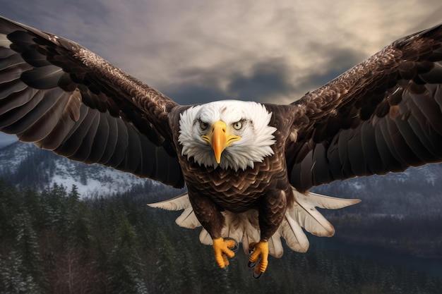Majestic Eagle Soaring in Flight Generative AI