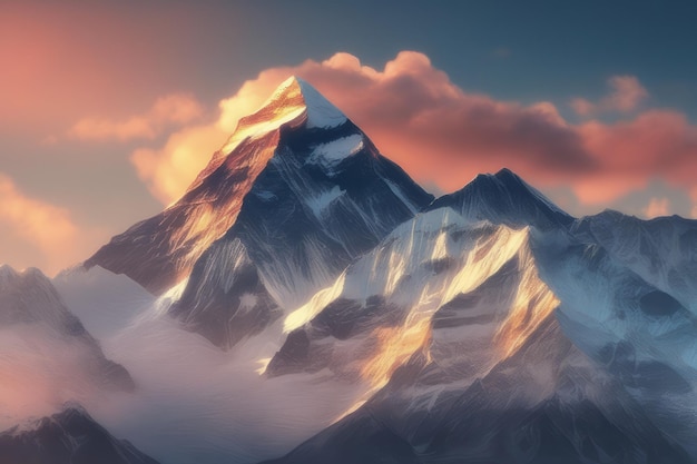 Majestic Everest Uma vista deslumbrante do pico do Himalaia