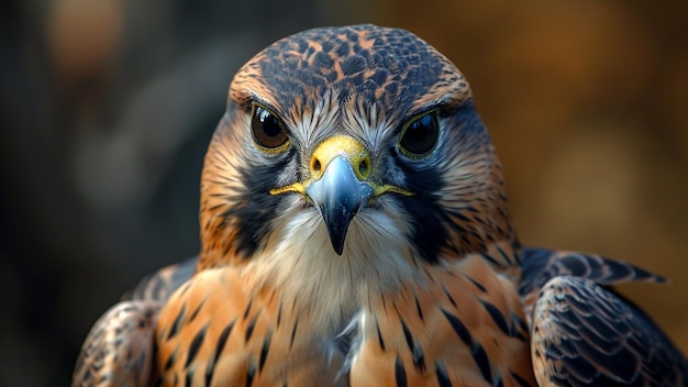 Majestic Falcon CloseUp Olhos focados de um caçador predador