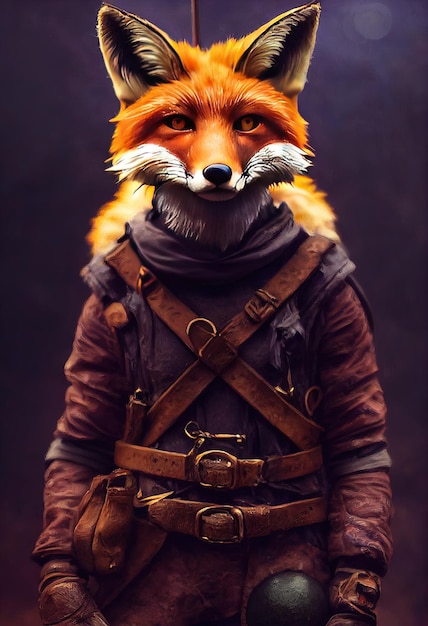 Majestic Fox Adventurer producto tiro de pintura al óleo