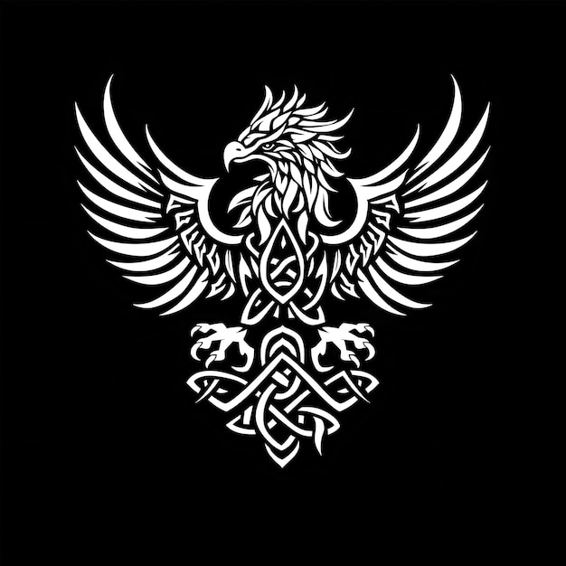 Majestic Griffin Tribe Insignia Logo con un Griffin Spreadin Diseño creativo del logotipo del tatuaje