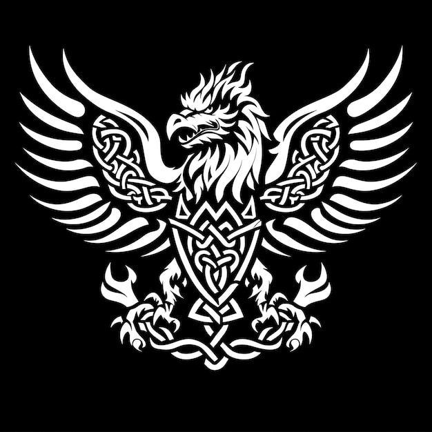 Majestic Griffin Tribe Insignia Logo con un Griffin Spreadin Diseño creativo del logotipo del tatuaje