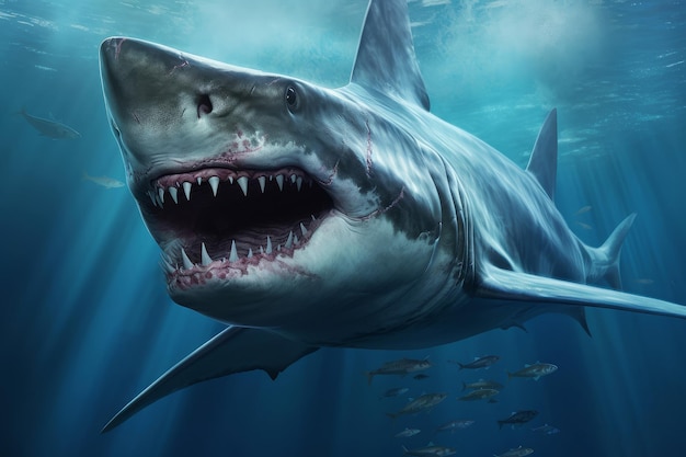 Majestic Hammerhead tiburón marino de aguas profundas Generar Ai