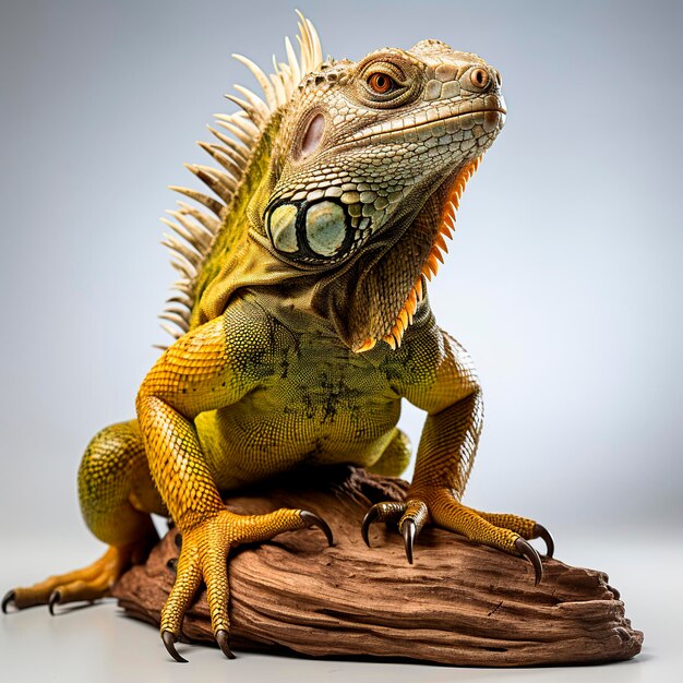 Foto majestic iguana em estúdio em fundo branco