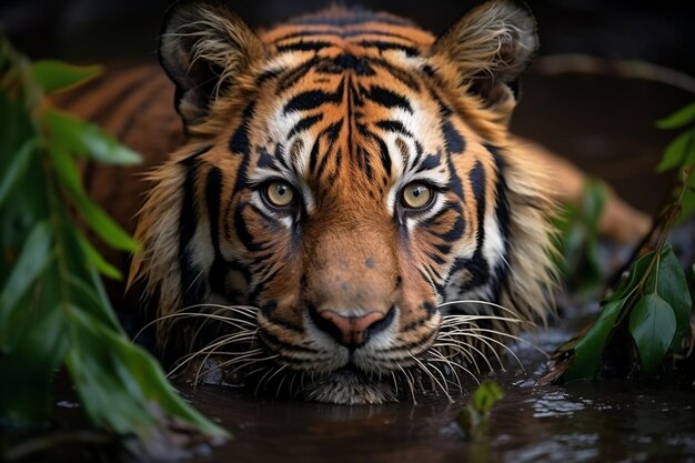 Majestic Indian Tiger in Rain Generative KI