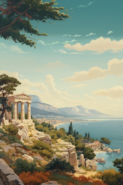 Majestic Journey Um papel de parede de telefone intemporal com inspiração em meandros gregos antigos em D cativante