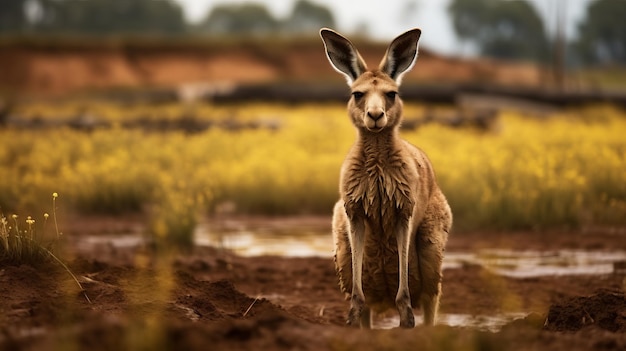 Foto majestic kangaroo in der wildnis ein atemberaubendes meisterwerk der schlieren-fotografie