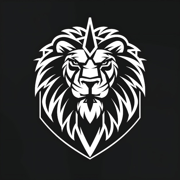 Majestic Lion Clan Insignia Logo con cara de león y diseño de tatuaje del logotipo heráldico creativo