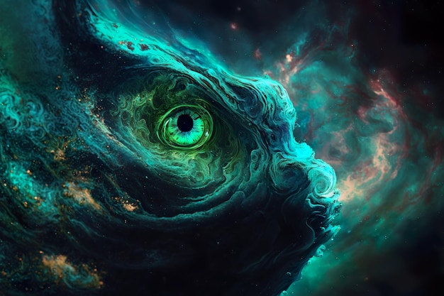 Majestic Malachite Nebula A Hyperrealist Celestial Beast Ai generierte Illustration