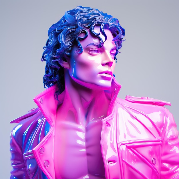 Majestic Melodies HyperDetailed Michael Jackson Escultura de la parte superior del cuerpo en estilo 3D contemporáneo