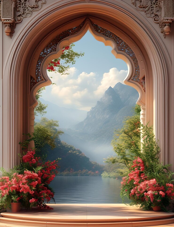 Majestic Mountain Lake Archway Serene Scenic Tranquil Idyllic Natures Paraíso para los papeles de pared y