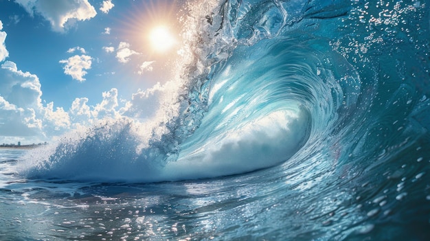 Majestic oceano onda aquamarine clareza surfistas39 paraíso vibrante essência estimulante AI generativo