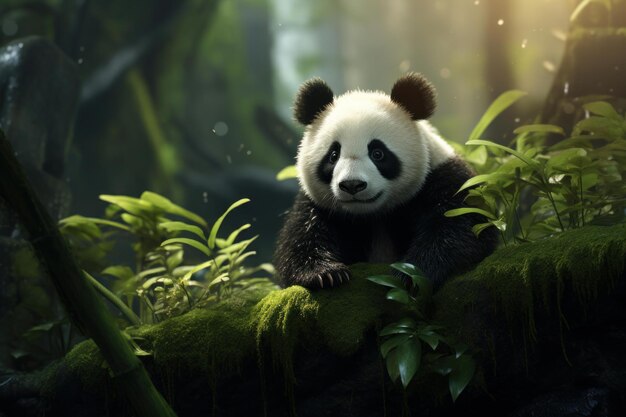 Majestic Panda Baum Riesenwald generieren Ai