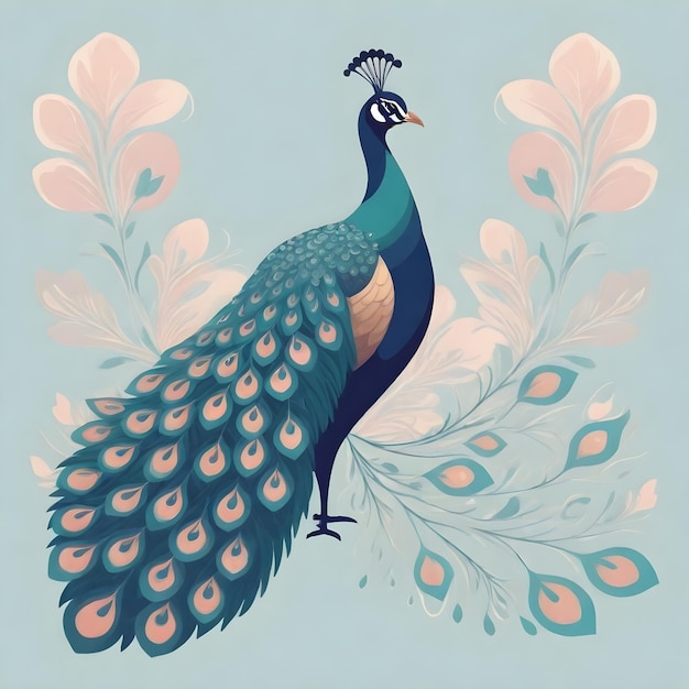 Majestic Peacock Bird Clipart Illustration (Illustration für den majestätischen Pfauenvogel)