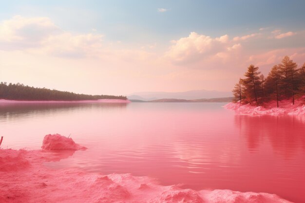 Foto majestic pink seeansicht erzeugen sie ai