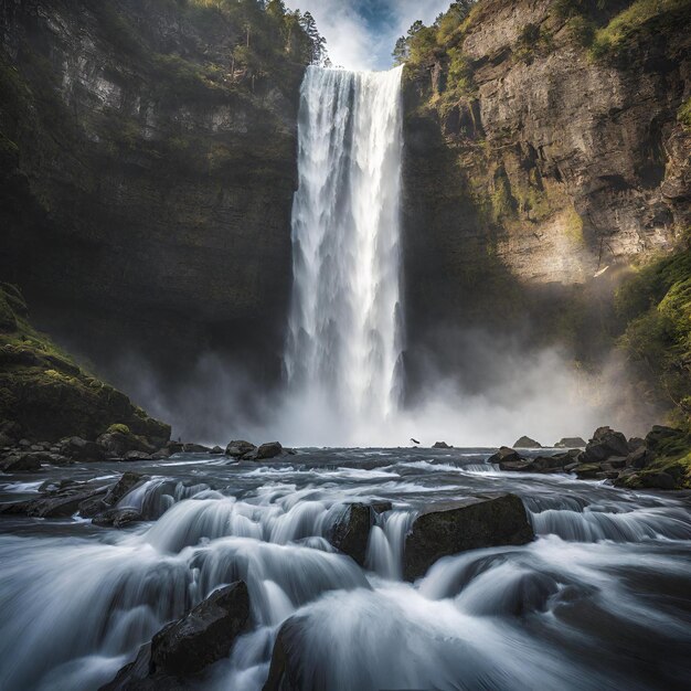 Majestic Plunge Fangen Sie die reine Kraft eines mächtigen Wasserfalls ein