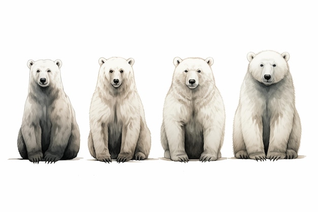 Majestic Polar Bear Family Retrato de Arte Digital Realista