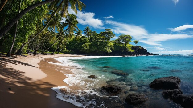 Majestic Waipio hermosa playa de piedra negra