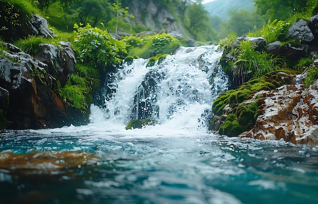 Foto majestic waterfall natureza selvagem e beleza natural em harmonia