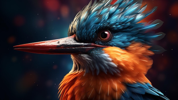 Majestic Wings 3D-Illustration eines atemberaubenden Kingfisher-Vogels in Nahaufnahme