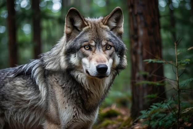 Majestic Wolf im ruhigen Wald